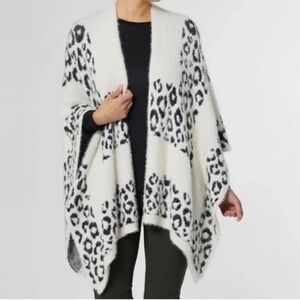 Anthropologie Black & Cream Leopard Print Cardigan One Size